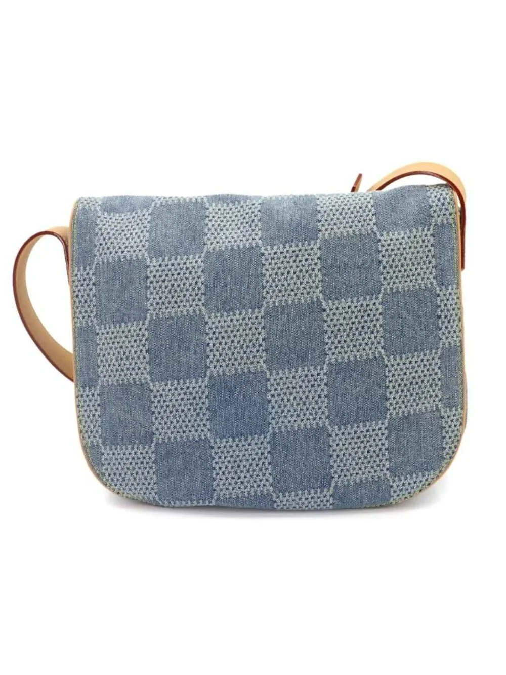 Louis Vuitton Damier Denim Montsouris Messenger MM Shoulder Bag Blue
